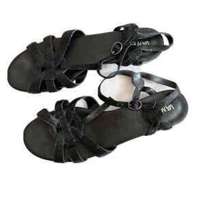 VANELi Womens Leather Multi-Strap Sandals Brandy Black 10.5 Comfort